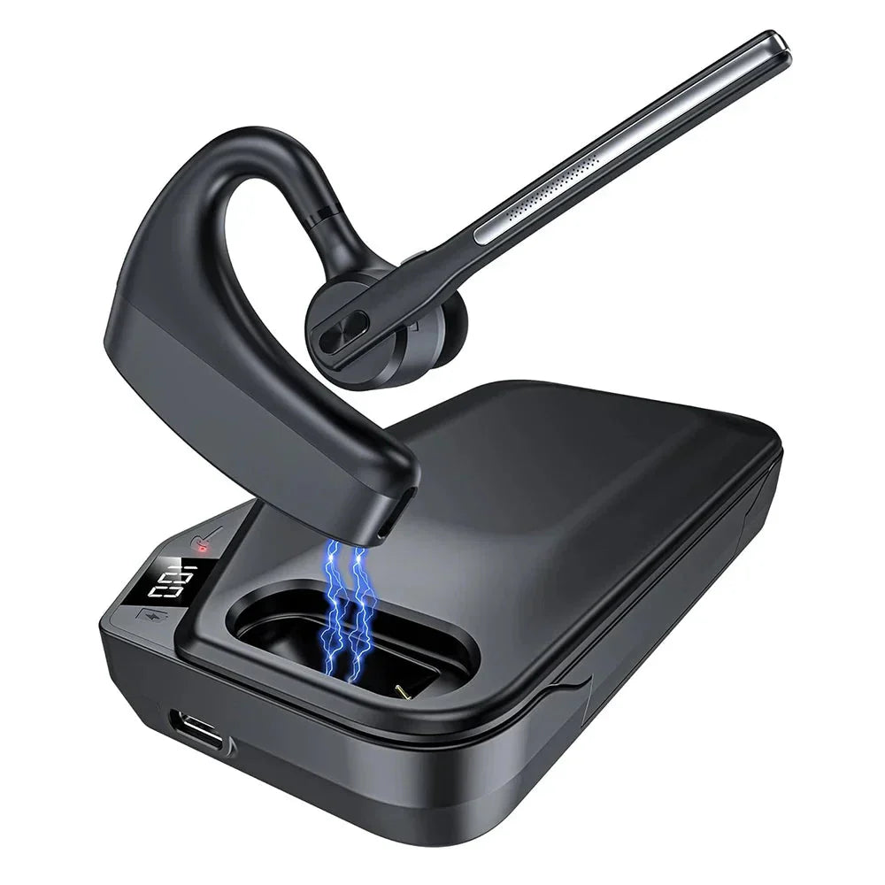 Orivo Bluetooth Noise-Cancelling Headset with dual mics, sleek black design, for clear calls & audio