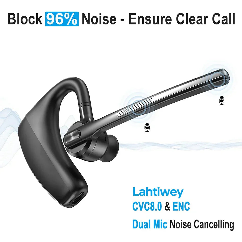 Close-up of Orivo Bluetooth headset ear cup, showing comfortable padding and microphone placement