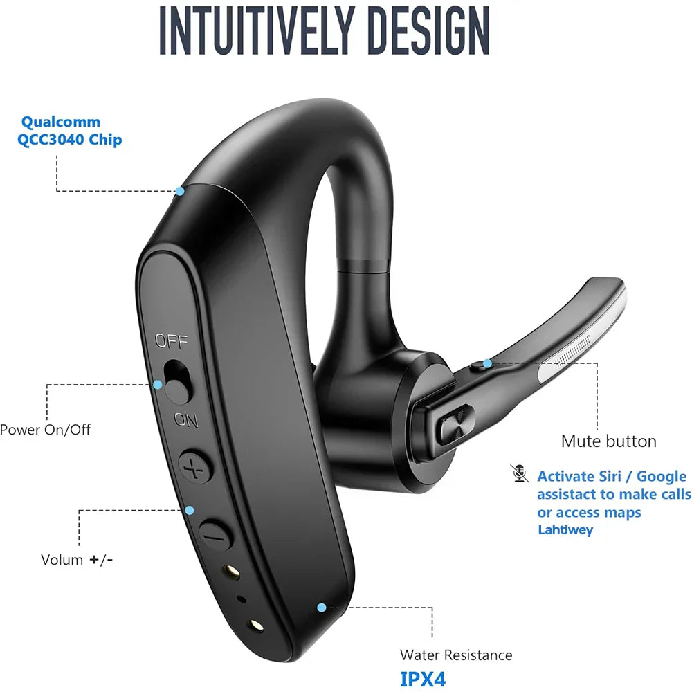 Orivo noise-cancelling Bluetooth headset from side view, highlighting its lightweight and ergonomic design