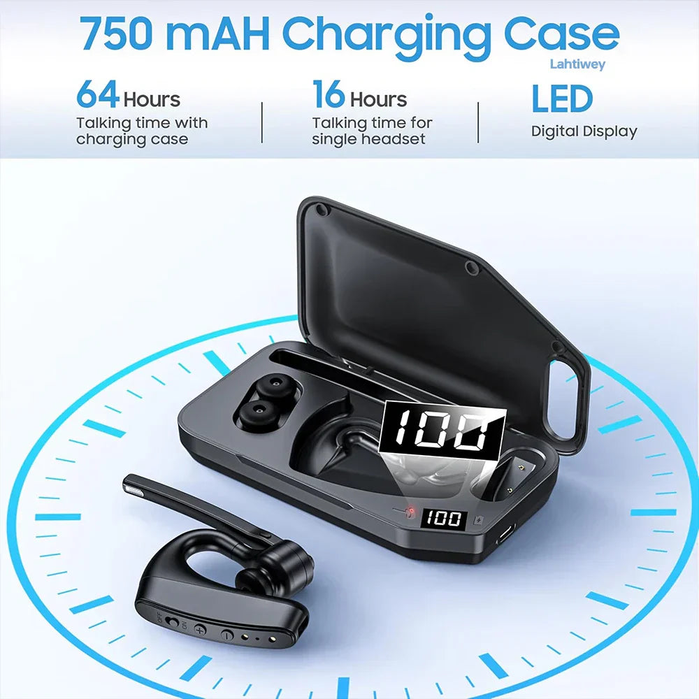 Orivo wireless headset charging on its stand, displaying LED indicator and modern travel accessory style