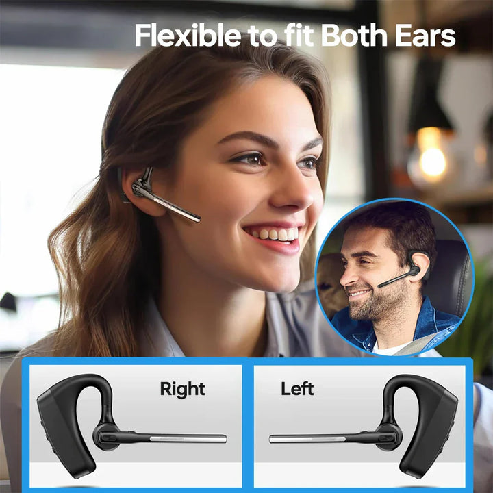 Dual microphone Orivo Bluetooth headset with noise cancellation, perfect for crisp communication & travel