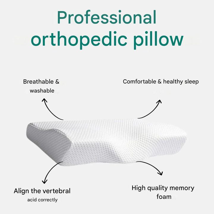Therapeutic memory foam neck pillow provides excellent support for neck pain relief & alignment.