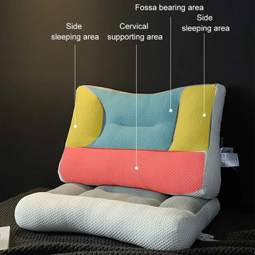 Comfortable neck support pillow providing pain relief & spinal alignment. Essential bedding for sleep comfort.