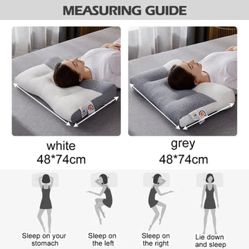 Premium orthopedic neck pillow promoting restful sleep & pain relief. Contoured for ergonomic spinal alignment.