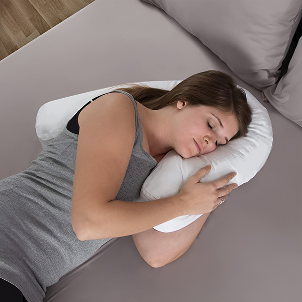 Orthopedic side sleeper pillow with ear hole for ultimate comfort & pain relief. Ideal for neck, back, & ear pressure.