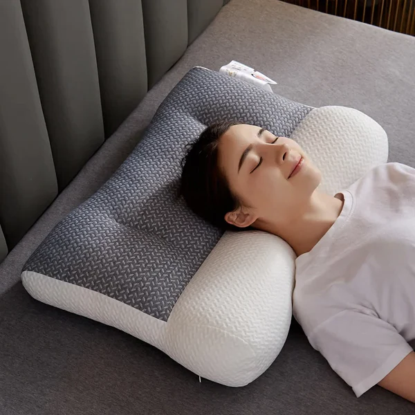 Orthopedic sleeping pillow for neck pain relief, providing ergonomic support for side & back sleepers.