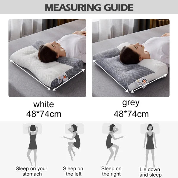 Restorative sleep orthopedic pillow for neck pain relief, ergonomic design supports spine & promotes wellness.