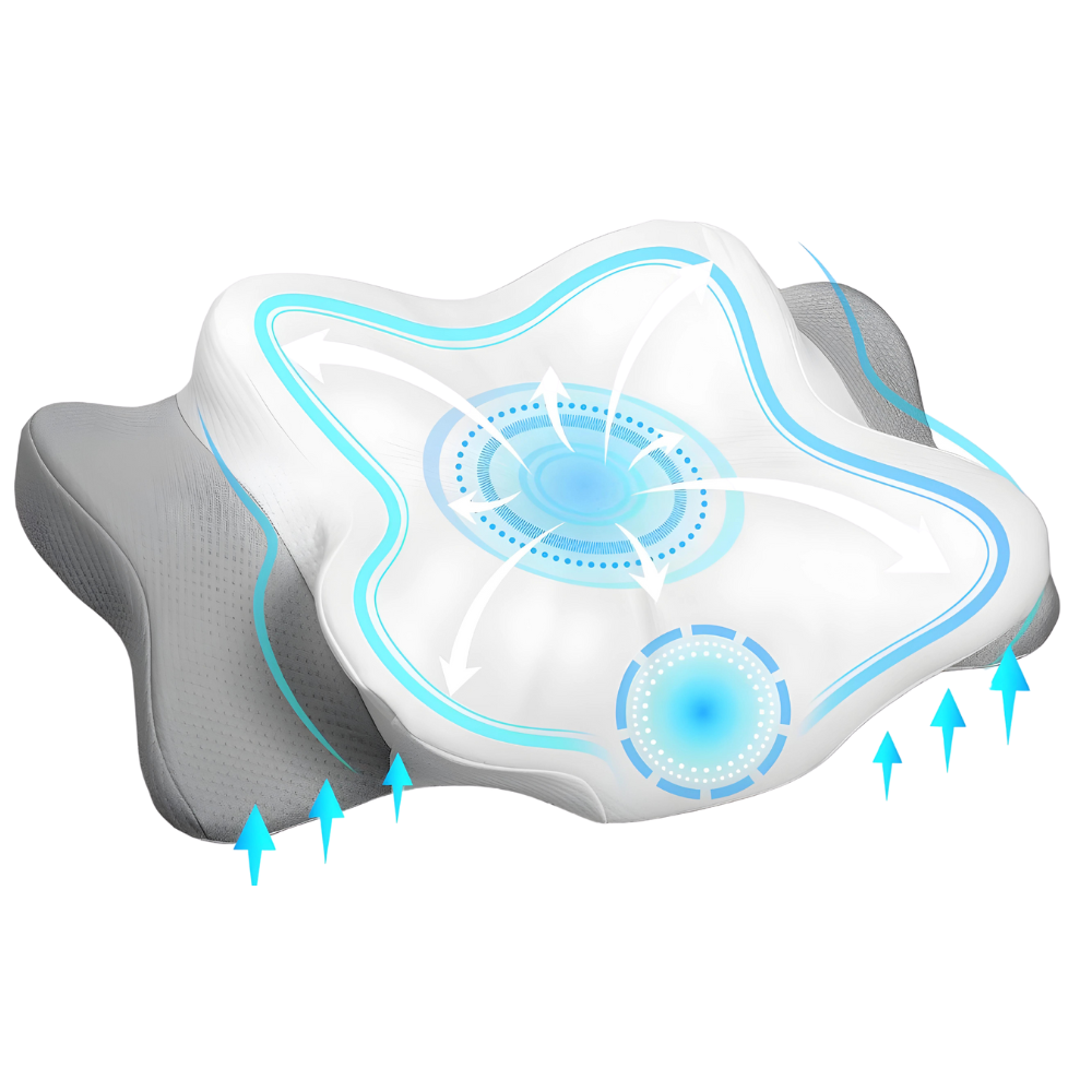 Hypoallergenic OrthoSleep 3D pillow offers restorative sleep & relieves neck/shoulder pain. Washable design.