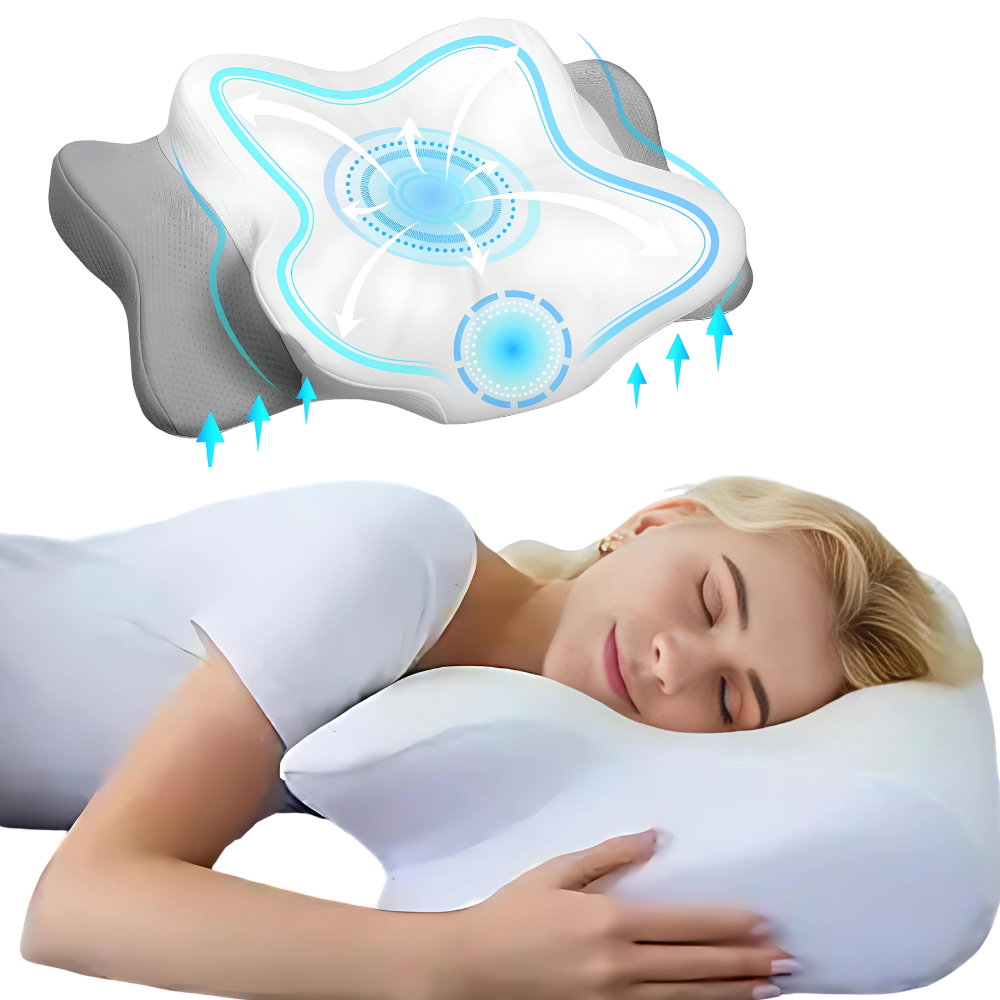 OrthoSleep 3D comfort pillow designed for back, side, and stomach sleepers, providing essential neck support.