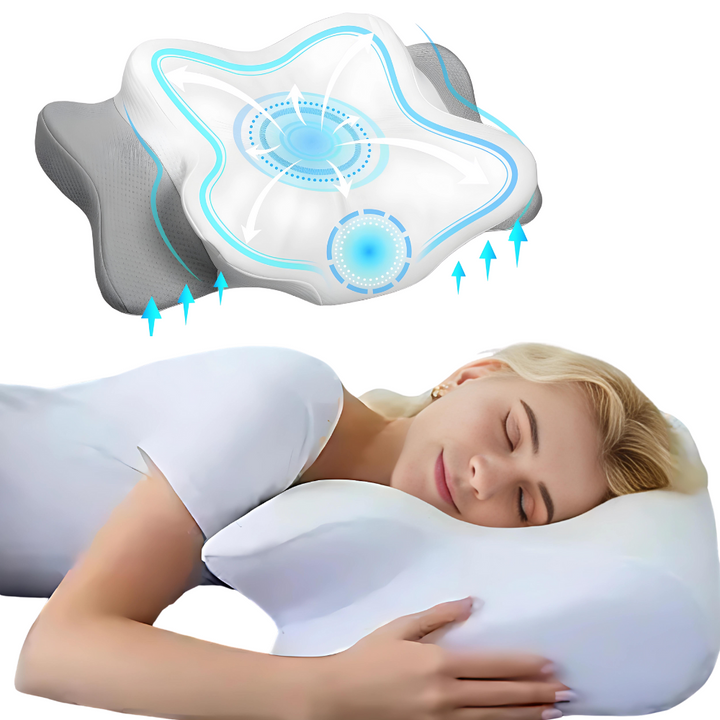 OrthoSleep 3D comfort pillow designed for back, side, and stomach sleepers, providing essential neck support.