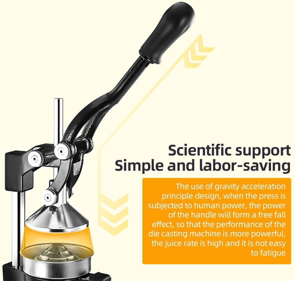 Orvado cast-iron manual citrus juicer, stainless steel components, durable kitchen appliance