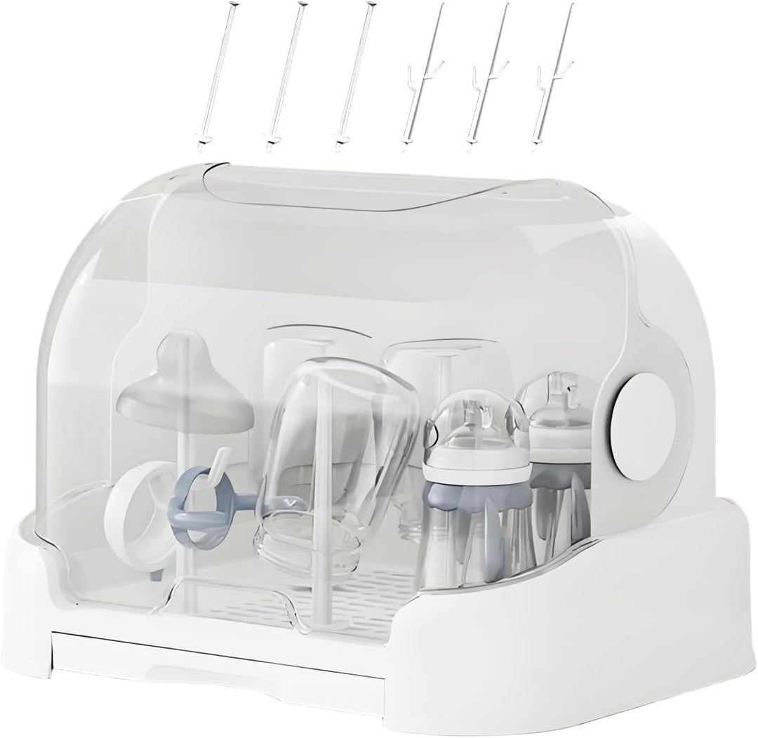 Foldable cream baby bottle dryer & storage box by Orvian, ideal for infant feeding accessories.