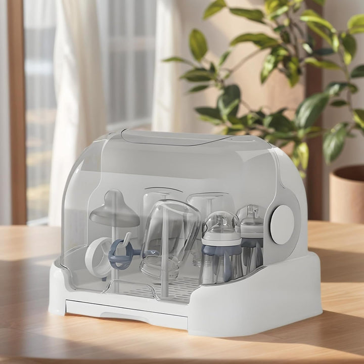 Orvian foldable cream baby bottle dryer and storage box, a must-have for organized baby feeding.