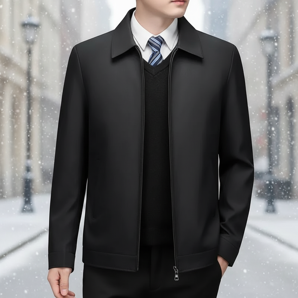 Otto men's padded winter jacket in black, front view, for cold weather and outdoor wear.