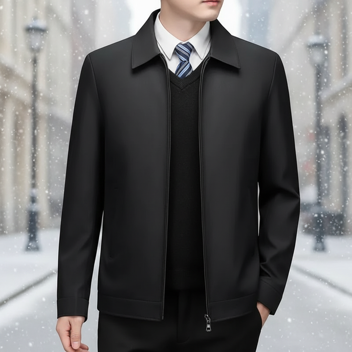 Otto men's padded winter jacket in black, front view, for cold weather and outdoor wear.
