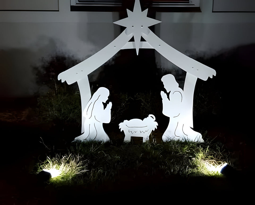 Durable outdoor PVC Holy Night Nativity scene, perfect Christian Christmas yard decor for festive holiday display.