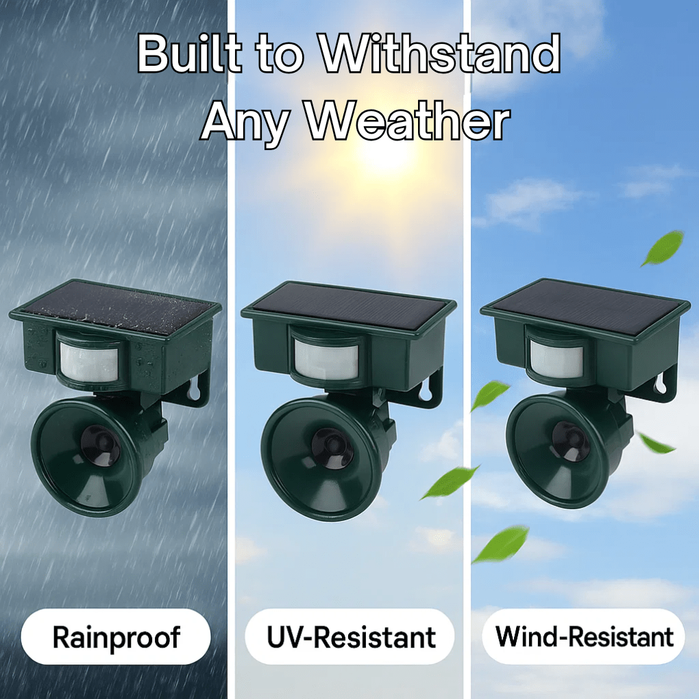 Outdoor motion sensor bird deterrent for comprehensive yard, garden, and patio protection.