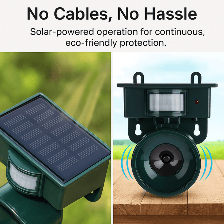 Automatic motion sensor bird deterrent for reliable outdoor pest control & yard defense.
