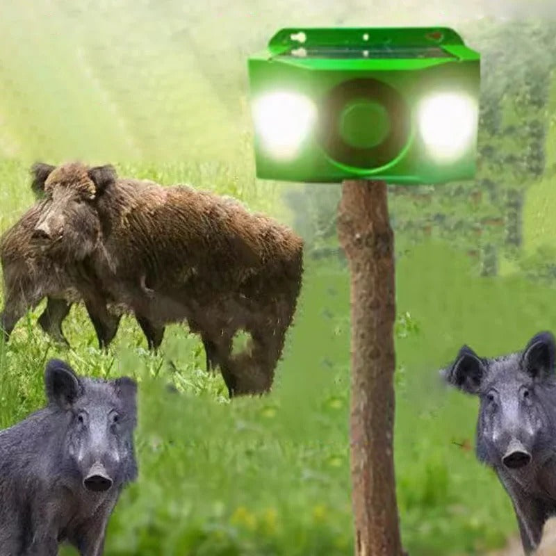 Protect your garden & yard with a solar-powered animal repellent light and loud alarm system.