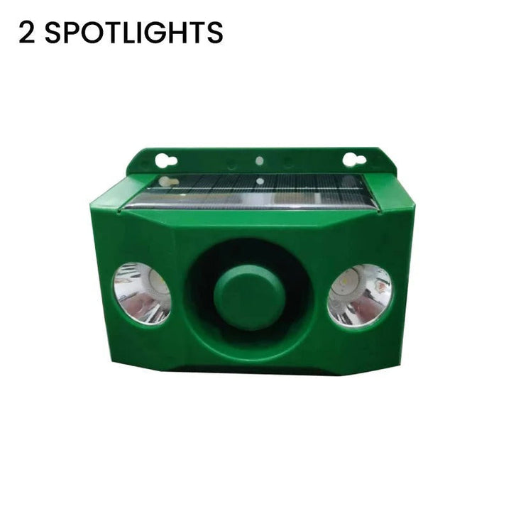 Keep pests away with this solar outdoor deterrent, equipped with a high-volume alarm & flashing light.