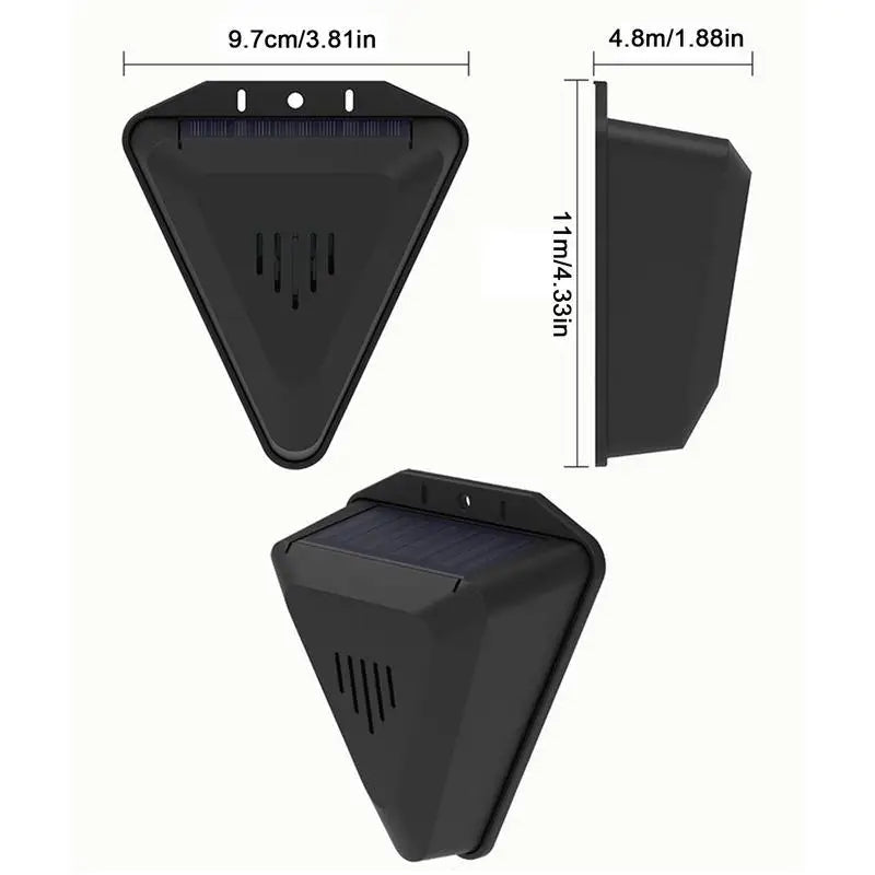 Compact solar bird repeller, a humane pest deterrent for outdoor use in gardens, patios, and yards.