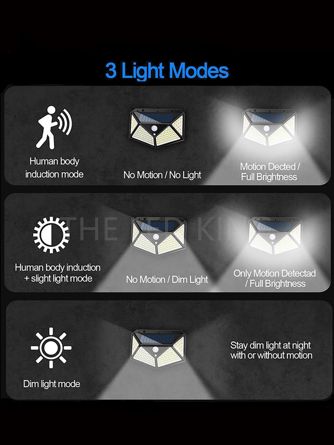 Multifunctional solar LED light for outdoor gardens & patios. Waterproof, with motion sensor for security & path illumination.