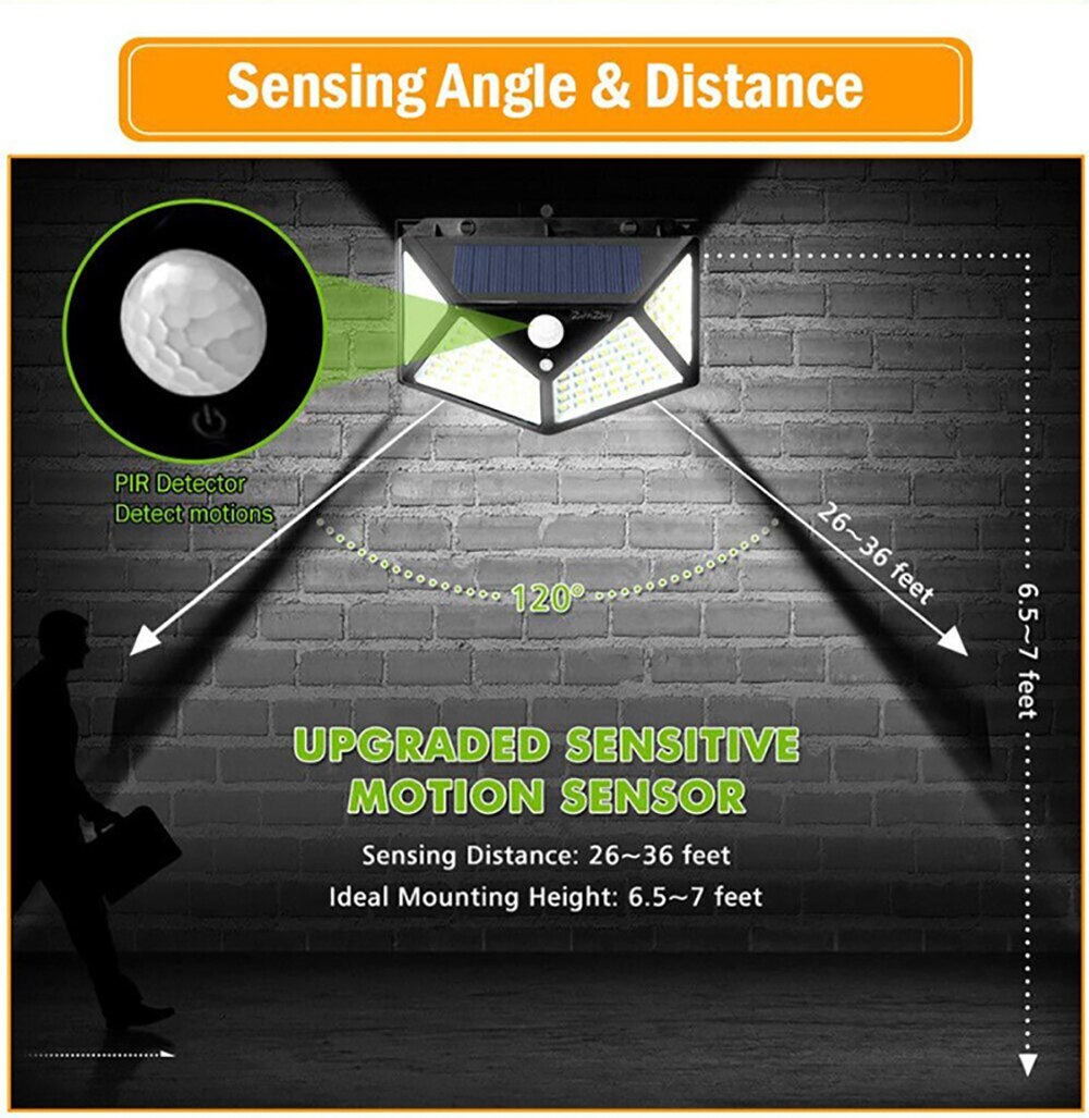 Durable waterproof outdoor solar LED light with motion sensor, perfect for garden, patio & security lighting.