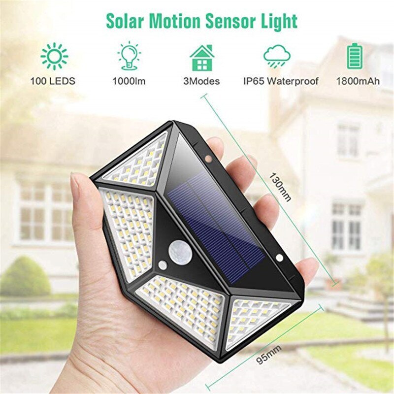 Wireless waterproof solar LED outdoor light with motion sensor for gardens, pathways & security. Easy installation.