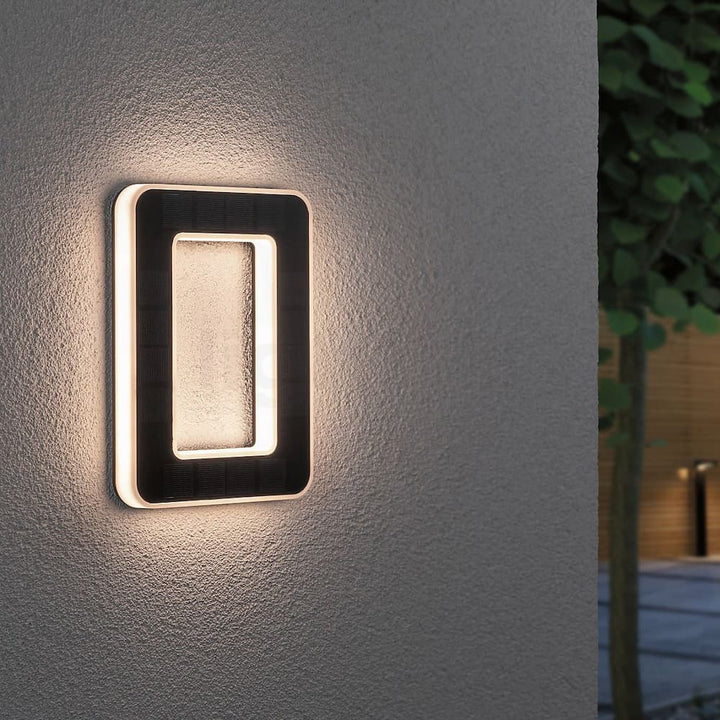 Outdoor solar LED house number "23" for clear nighttime address visibility. Weatherproof design.