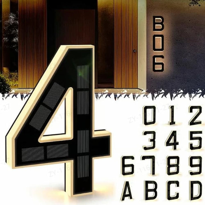 Weatherproof solar LED house numbers, perfect for illuminating your home address with style.