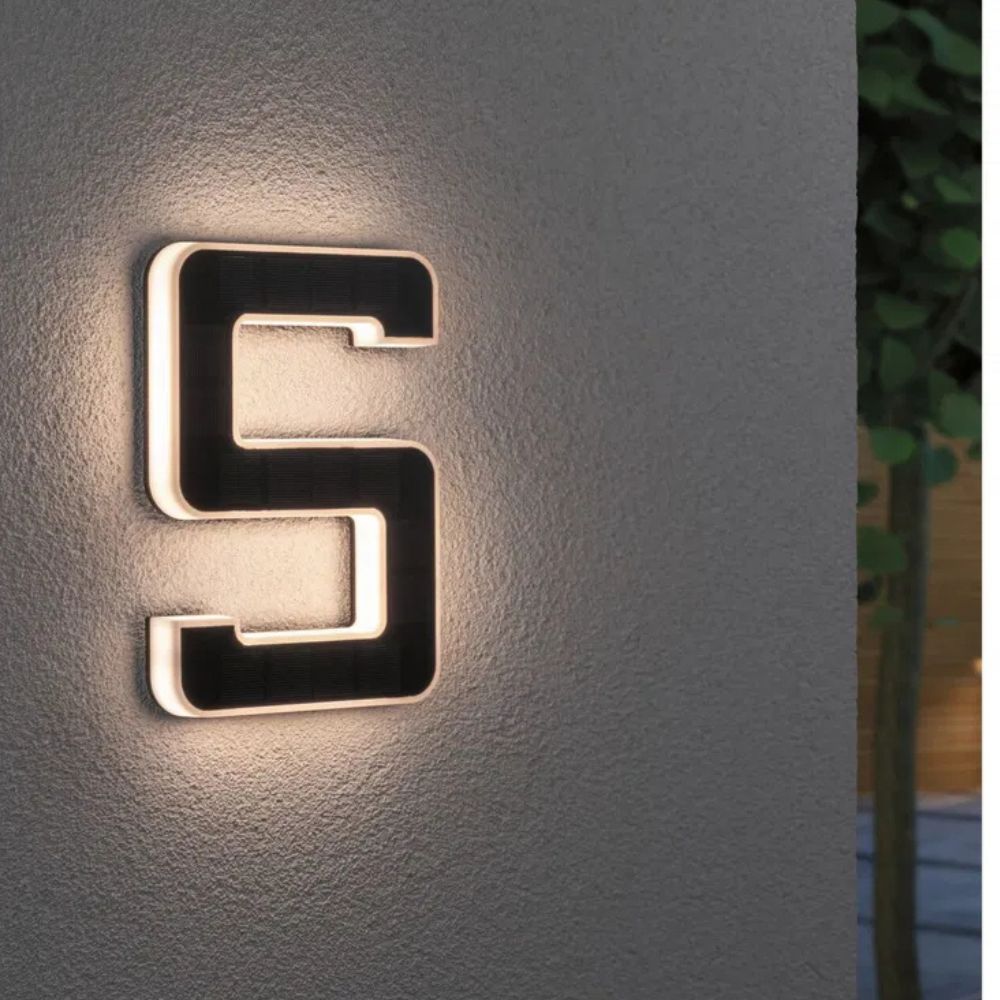 Clear address visibility with a solar LED house number "101", perfect for modern homes.
