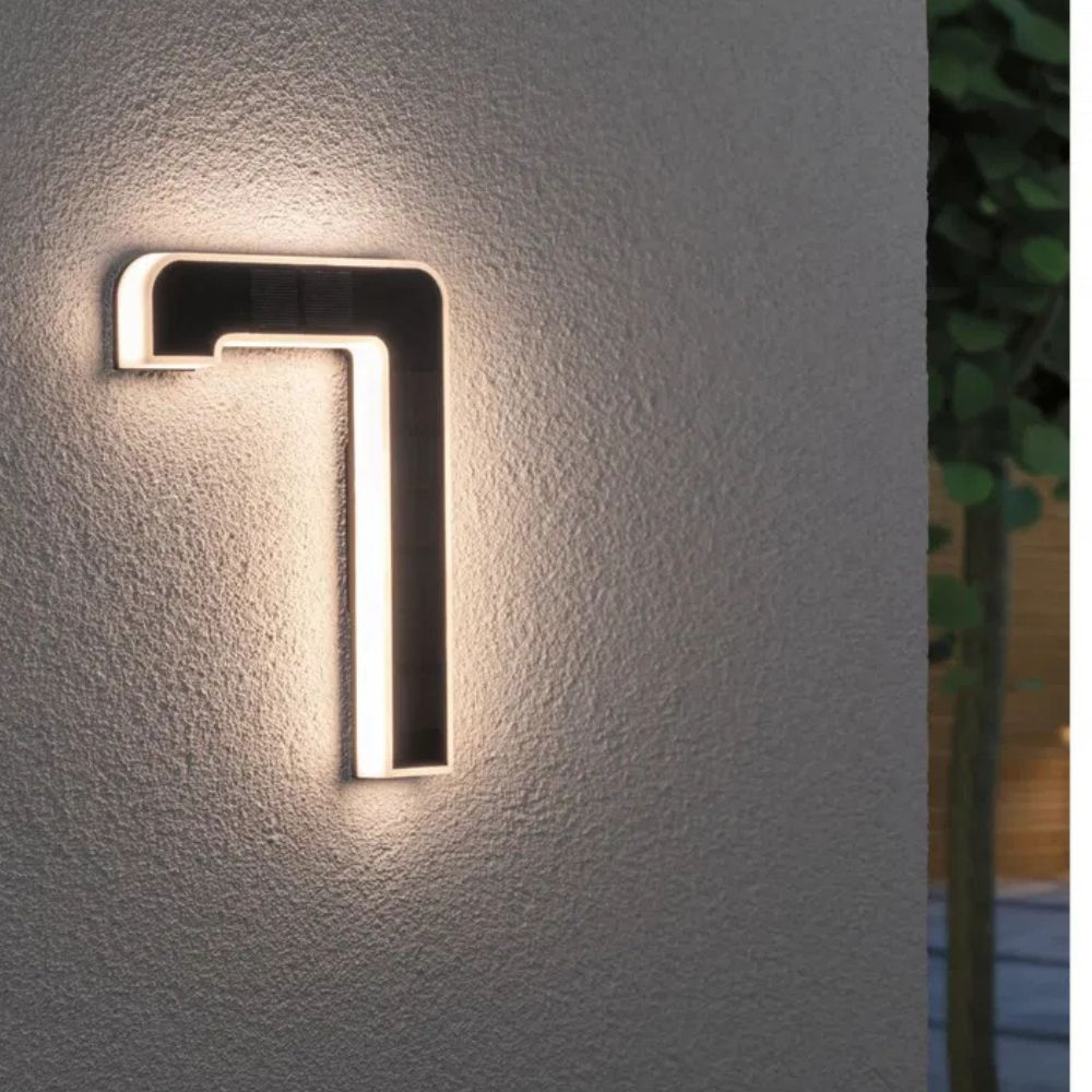 Front porch light and address sign in one: solar-powered LED house numbers for safety.