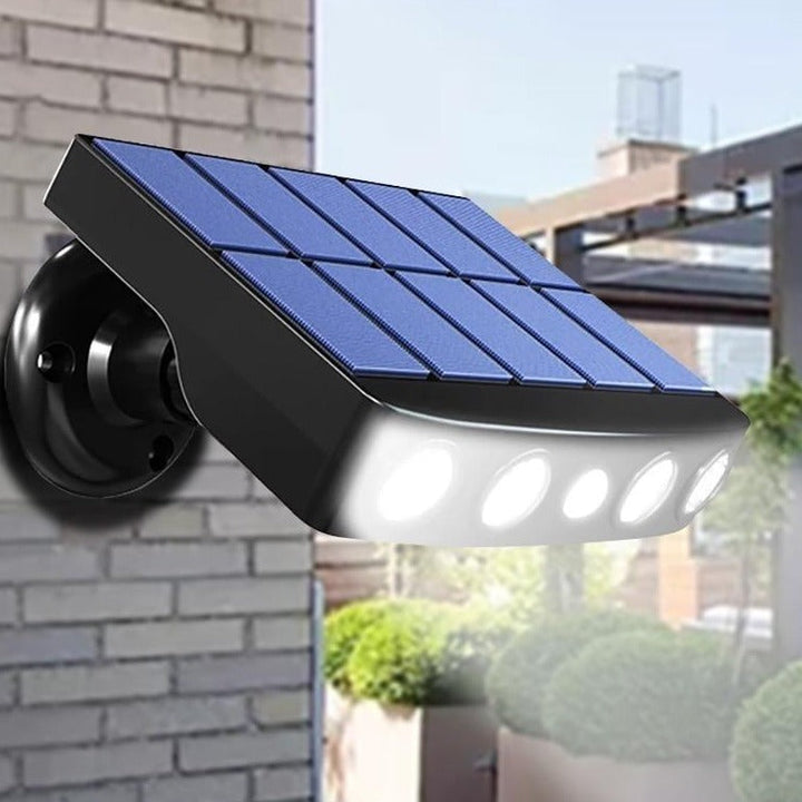 Outdoor solar LED wall light with motion sensor for garden security & path illumination