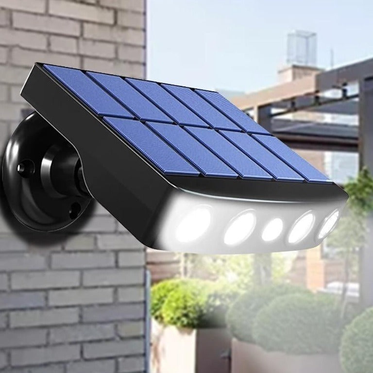 Weatherproof solar motion sensor light in black, ideal for outdoor home security lighting