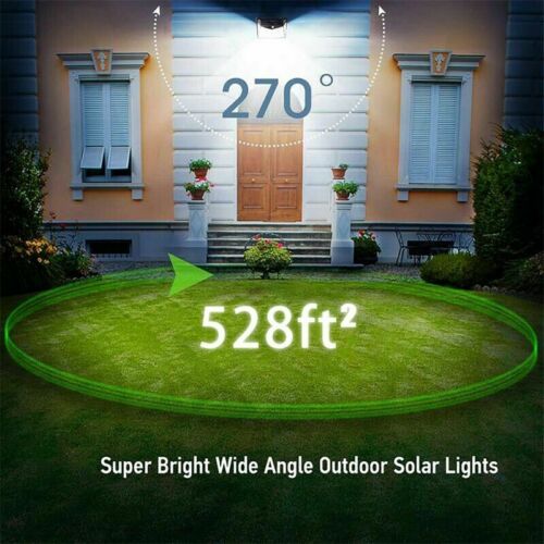 Wireless outdoor solar security light with motion sensor for garden & patio illumination.