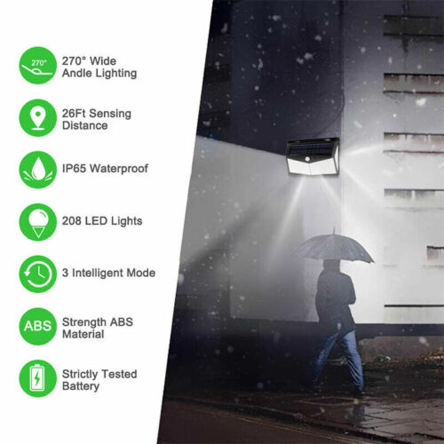 Bright solar LED flood light, motion activated for home pathway and outdoor security.