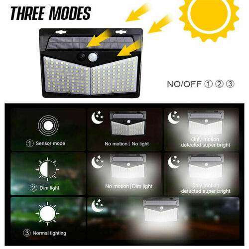 Durable solar motion sensor security light, provides wireless LED illumination for outdoor areas.
