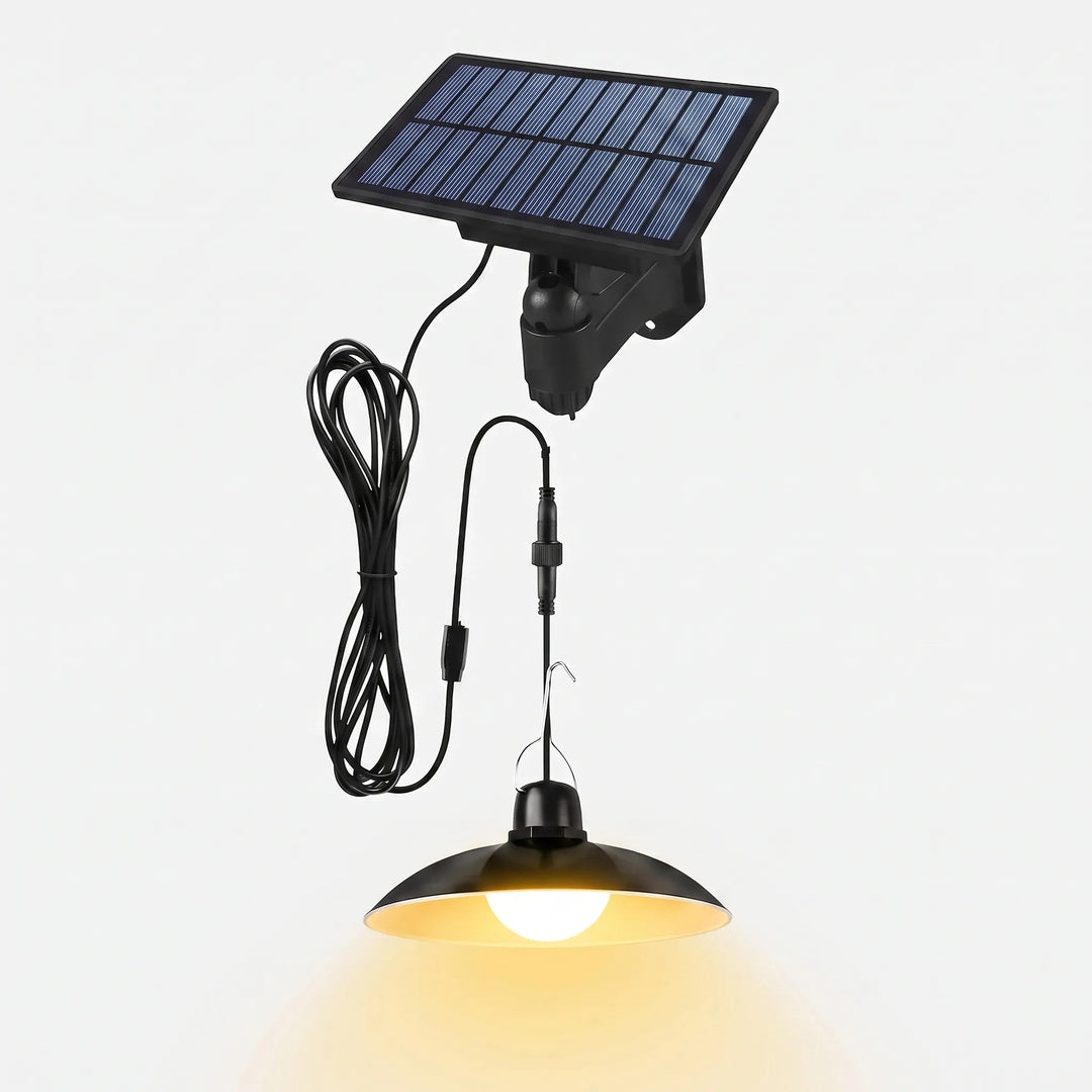 Stylish outdoor solar pendant light, single head, perfect for hanging in sheds, patios or gazebos.