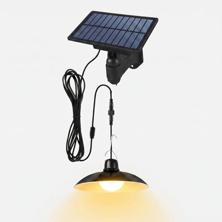 Stylish outdoor solar pendant light, single head, perfect for hanging in sheds, patios or gazebos.