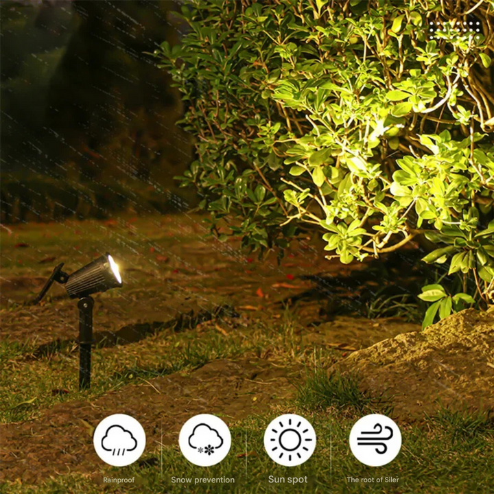 Pack of 2 solar powered garden spotlights, black finish, perfect for accentuating trees and bushes in a yard