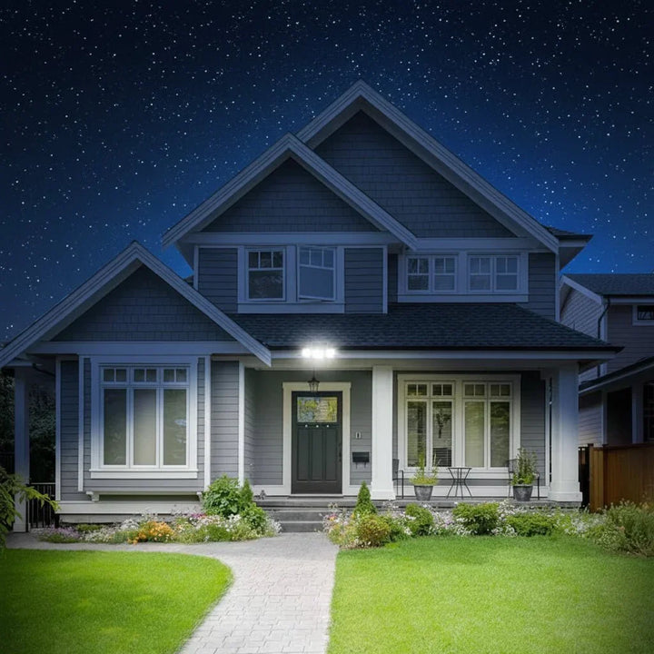 Durable outdoor solar security light. Motion sensor LED floodlight with remote for reliable, energy-efficient home protection.