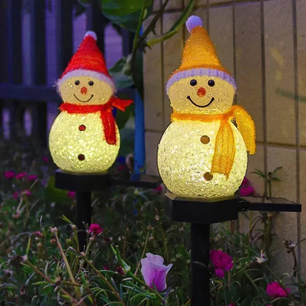 Weather-resistant solar LED snowman for durable outdoor Christmas, garden, and yard decoration.