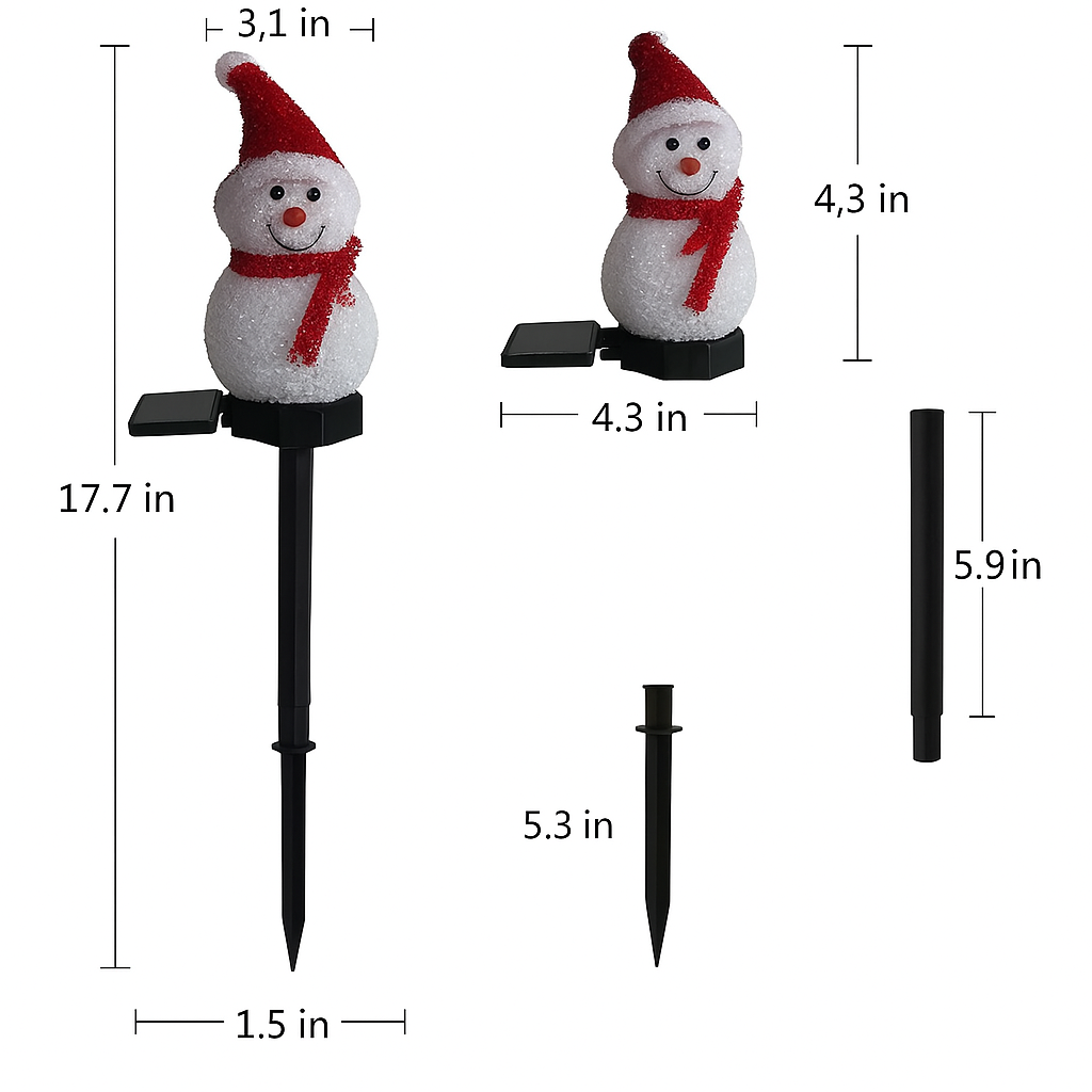 Unique outdoor solar snowman lamp, adding a whimsical touch to your Christmas garden & yard decor.