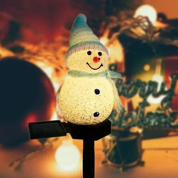 Eco-friendly solar LED snowman light, perfect for outdoor Christmas garden, patio, or yard decor.