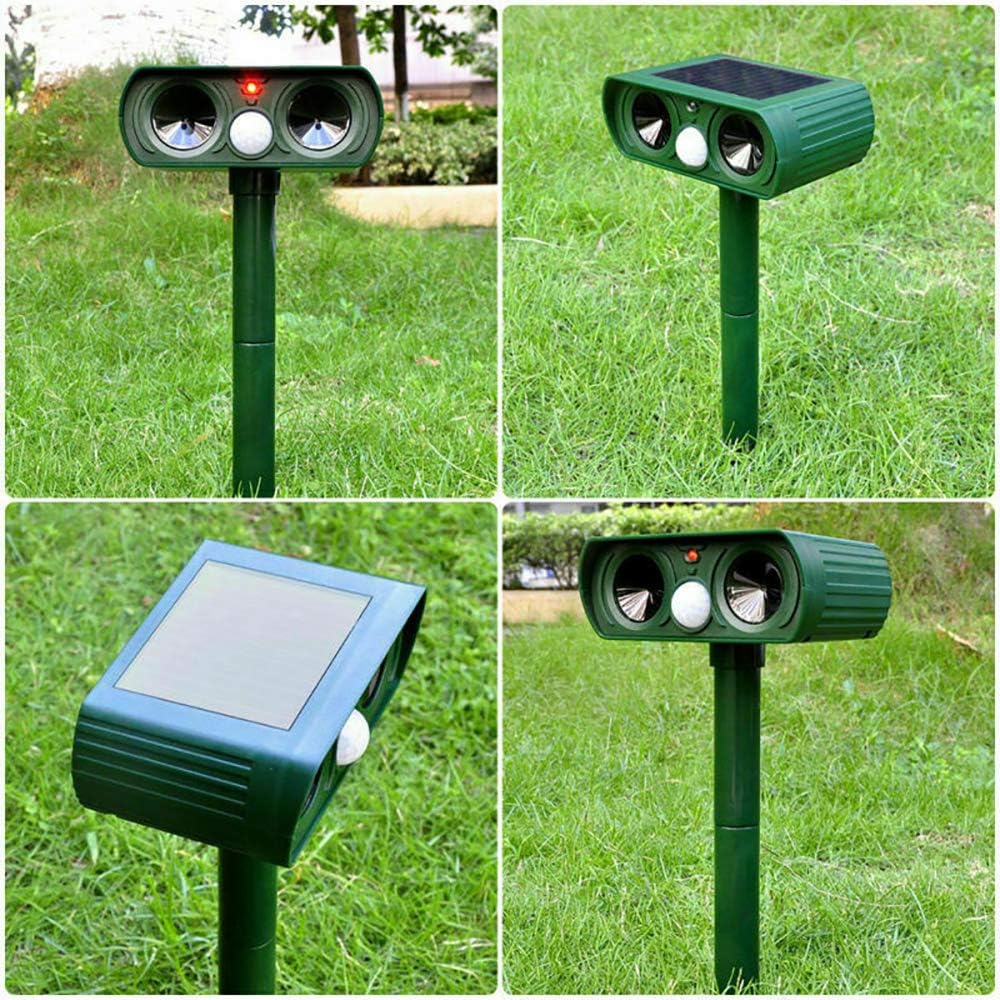 Solar-Powered Ultrasonic Animal Deterrent; Humane Wildlife Repeller for Outdoor Pest Control.