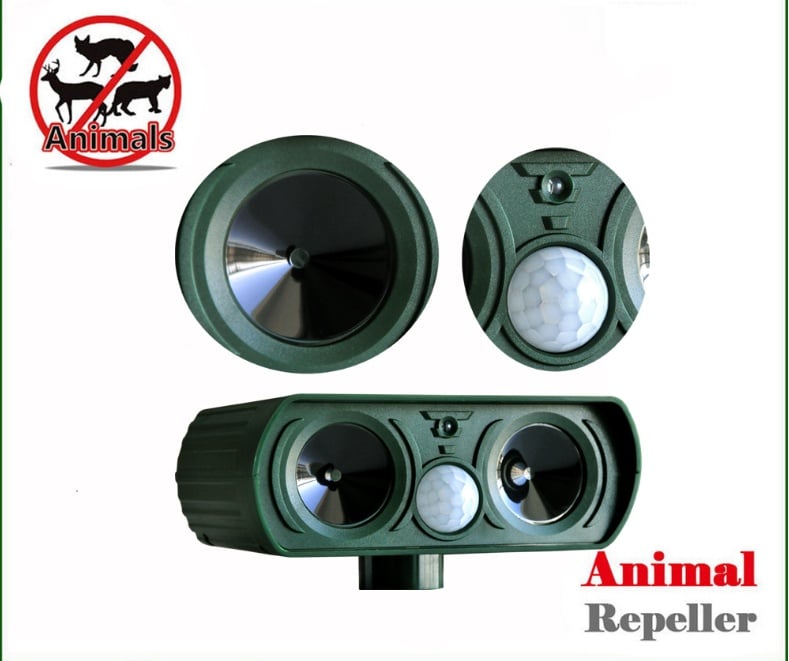 Advanced Motion Sensor Wildlife Repeller; Solar Ultrasonic Device for Humane Outdoor Control.