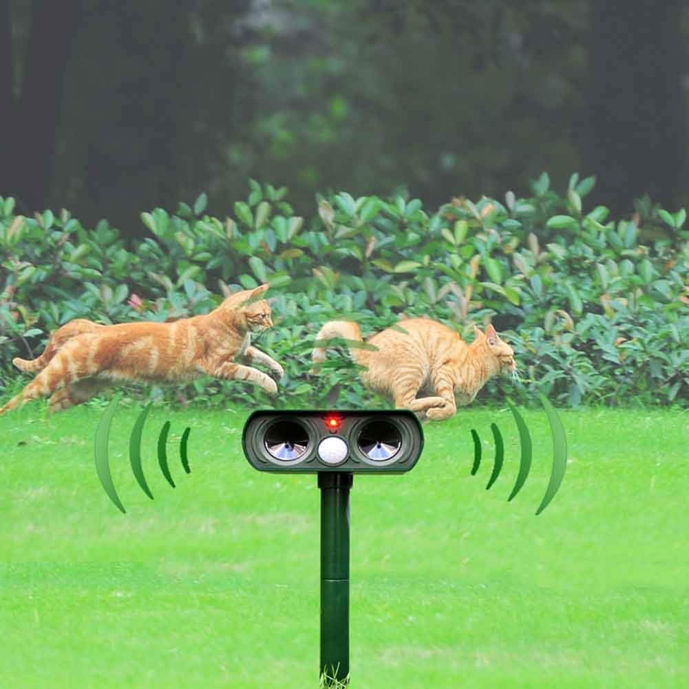 Keep Pests Away: Humane Outdoor Solar Ultrasonic Animal Repeller for Garden & Lawn.