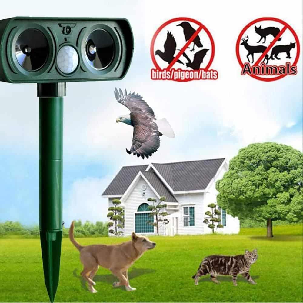 Humane Solar Animal Deterrent; Ultrasonic, Motion-Activated Wildlife Repeller for Yard Defense.