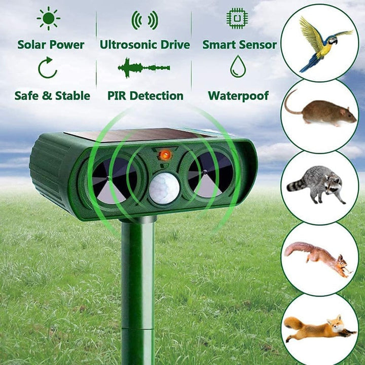 Outdoor Solar Pest Control: Ultrasonic Cat & Dog Repellent; Motion Sensor Garden Defender.