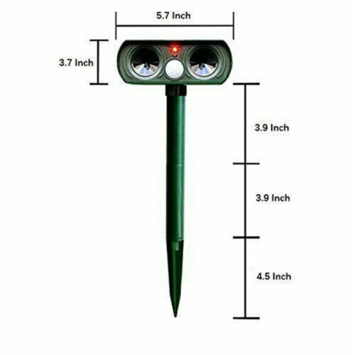 Motion-activated solar animal repeller, ideal for yard security, detecting and deterring garden pests.